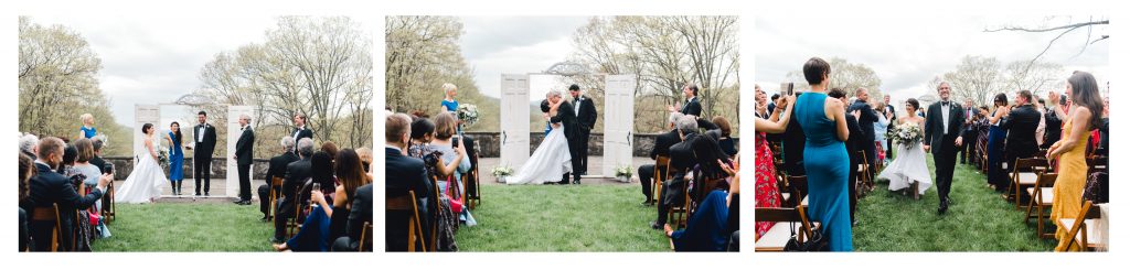 ceremony, vows, and first kiss at glynwood wedding