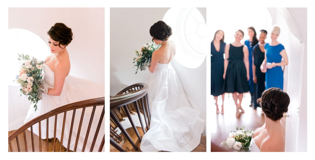 bridal reveal to bridesmaids and family at glynwood wedding