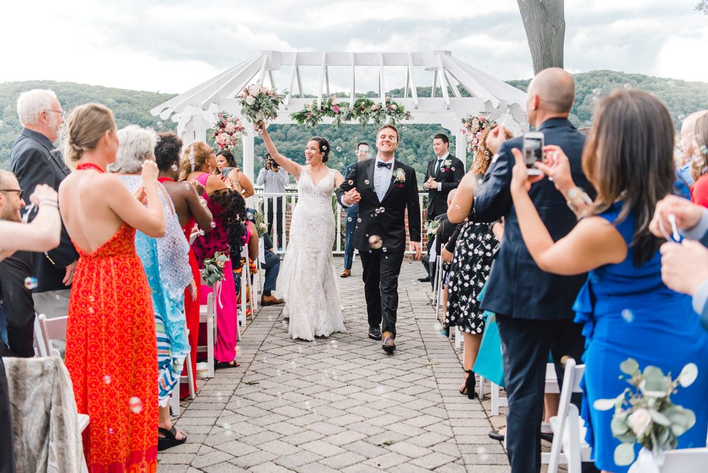 Walk as man and wife at Grandview Wedding, Poughkeepsie, NY.