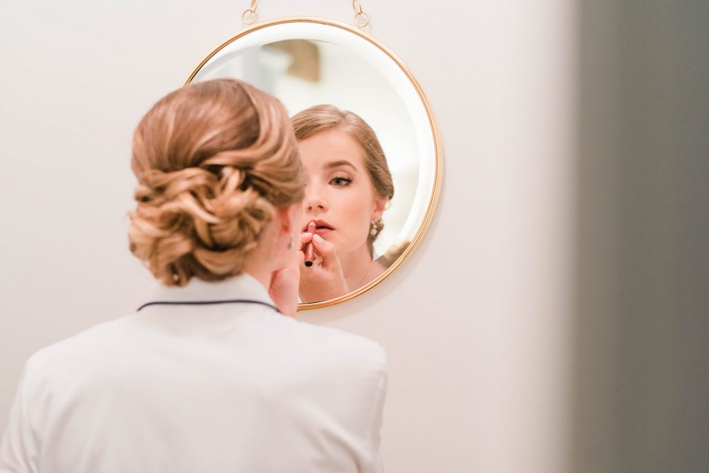 bride gets ready for her intimate wedding