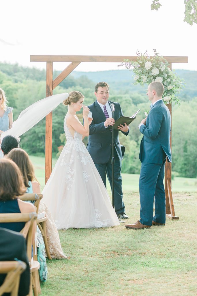 bride has emotional moment while reciting her vows