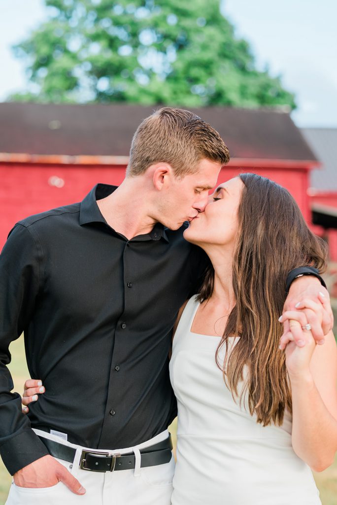 kiss during engagement session in orange county, ny