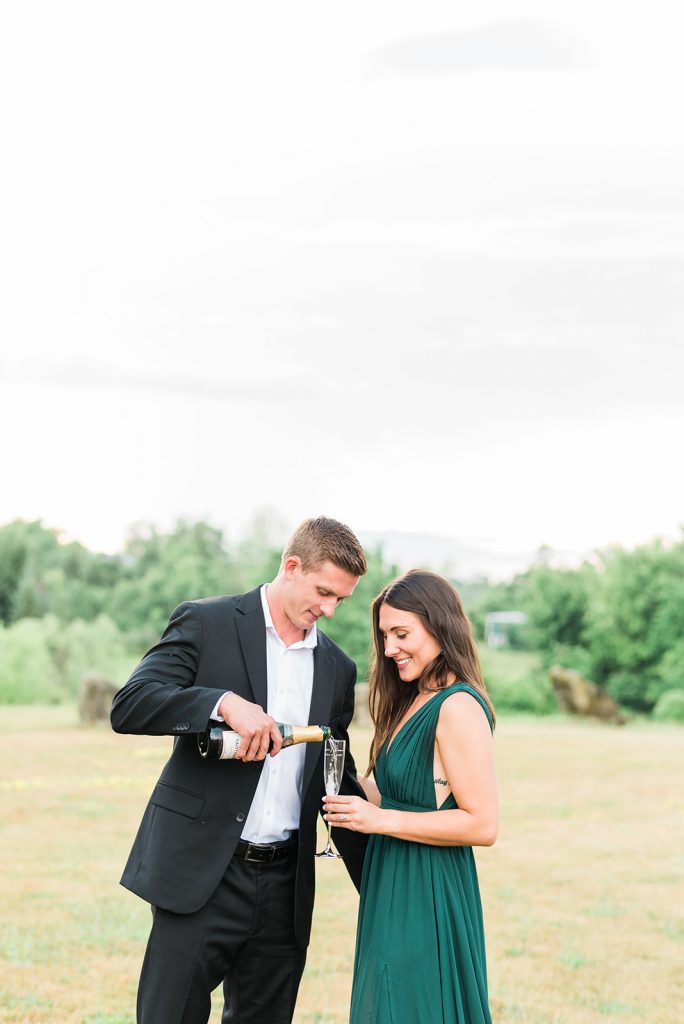candid on farm during engagement session