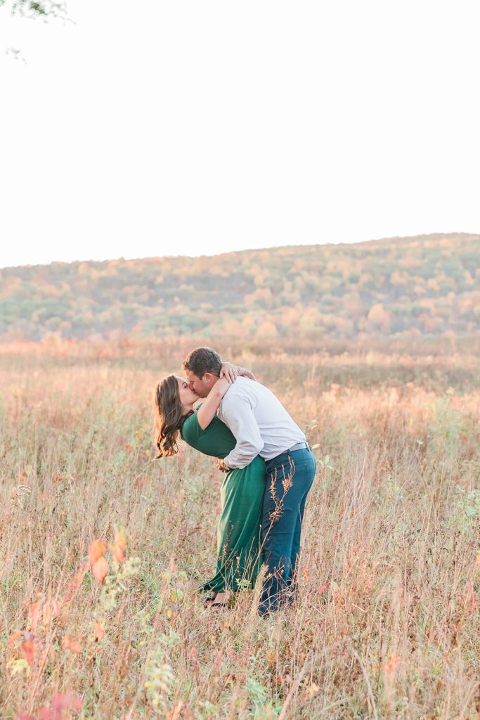 kiss during hudson valley engagement session
