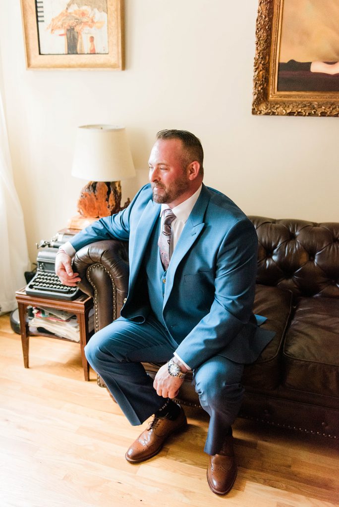 groom ready for his intimate wedding in westchester