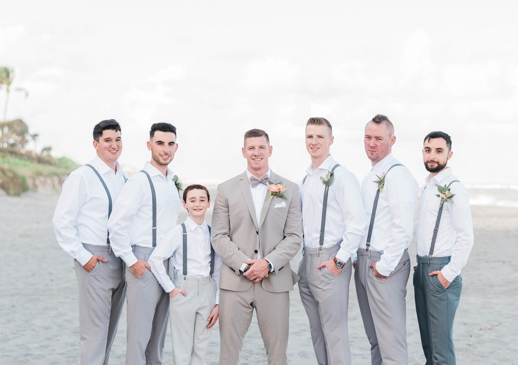 groom and groomsmen during portraits
