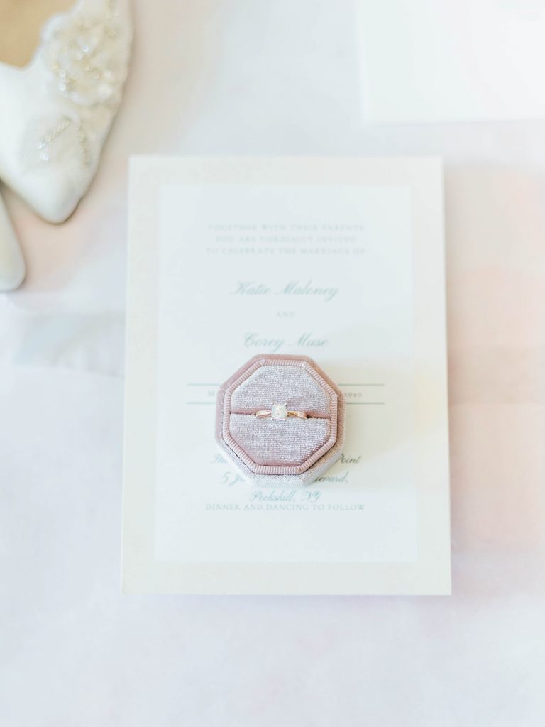 wedding ring and invitation in new york