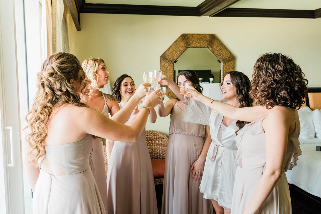 bride and her bridesmaids, intimate wedding in new york