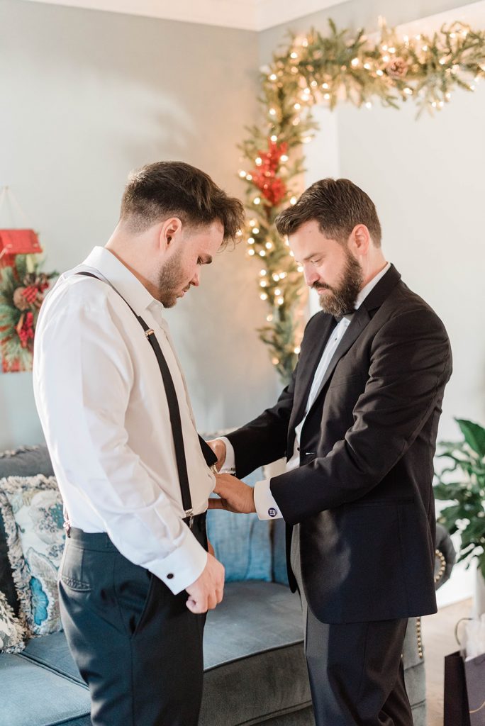 groom and brother get ready for wedding