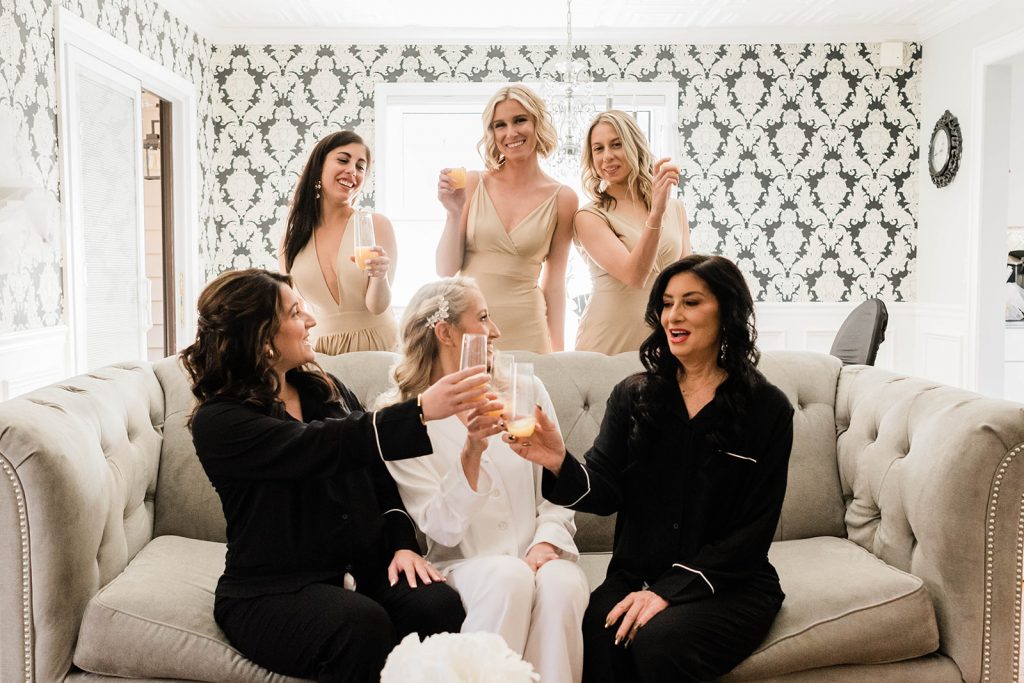 wedding toast with bridesmaids in new jersey