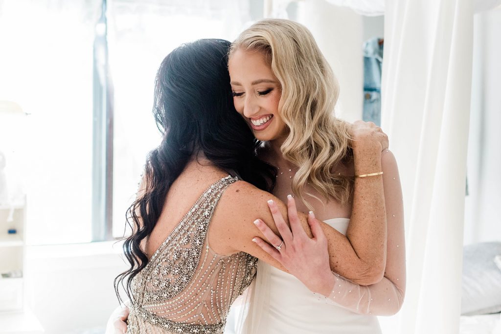 mother and bride have moment in  new jersey wedding